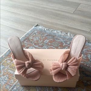 Loeffler Randall Penny Blush Pink Mules with Decorative Bows